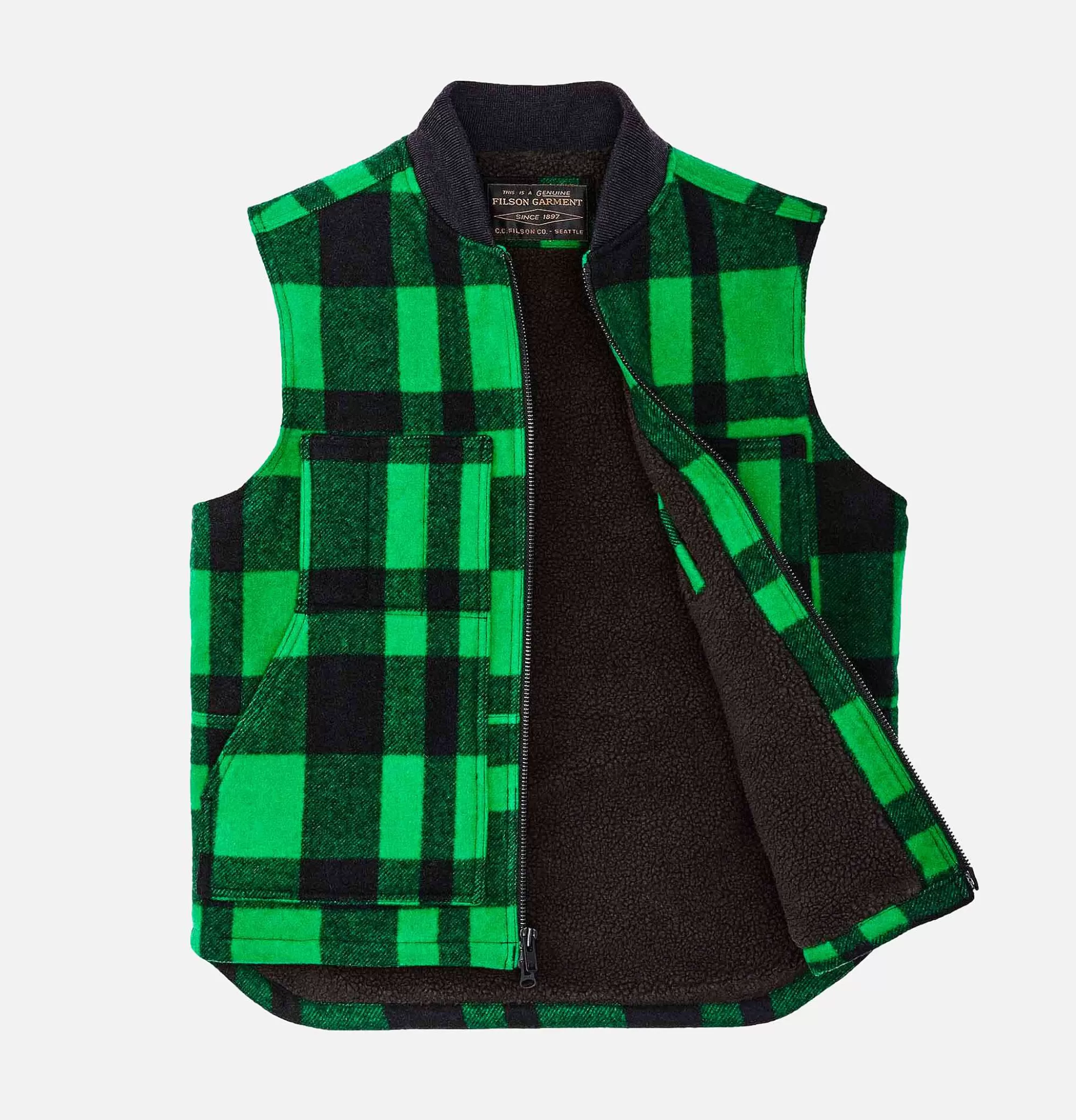 FILSON Lined Mackinaw Wool Vest Green^ Blousons & Manteaux