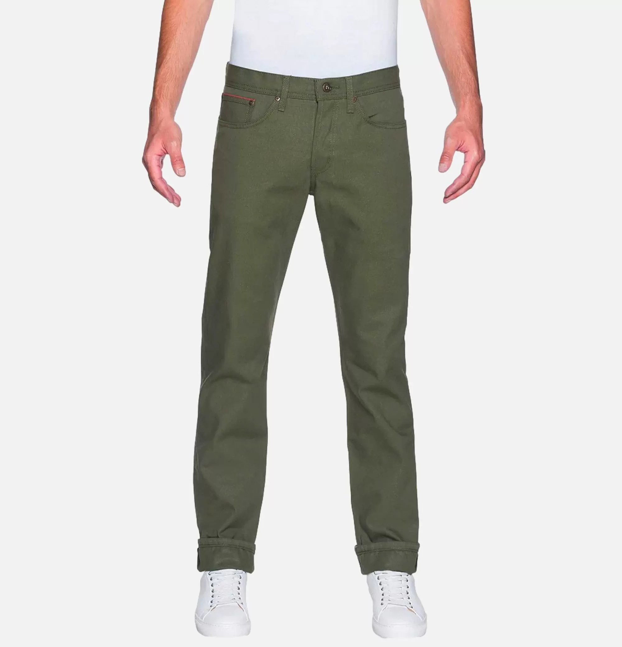 NAKED & FAMOUS Weird Guy Army Green Duck Sel^ Jeans