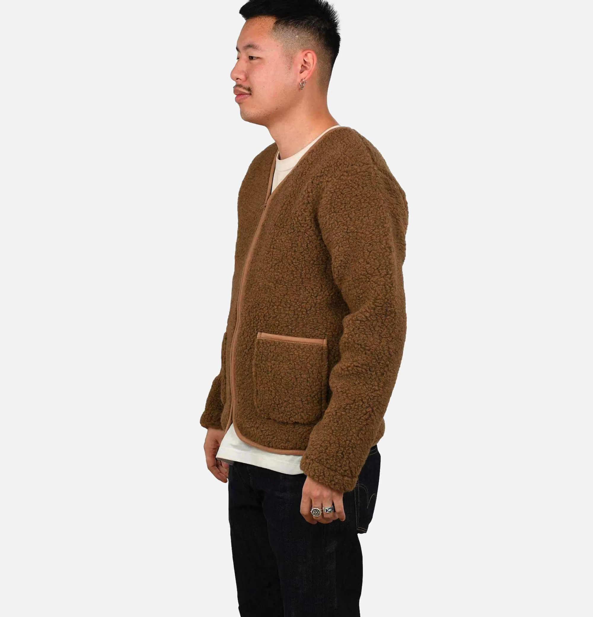 COLDBREAKER Zip Up Vee Cardigan Bark^ Sweats & Polaires