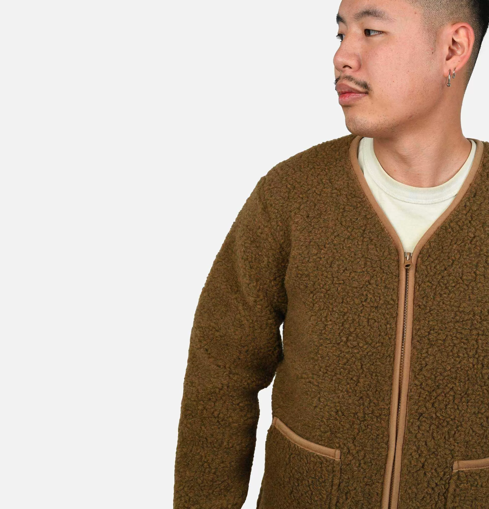 COLDBREAKER Zip Up Vee Cardigan Bark^ Sweats & Polaires