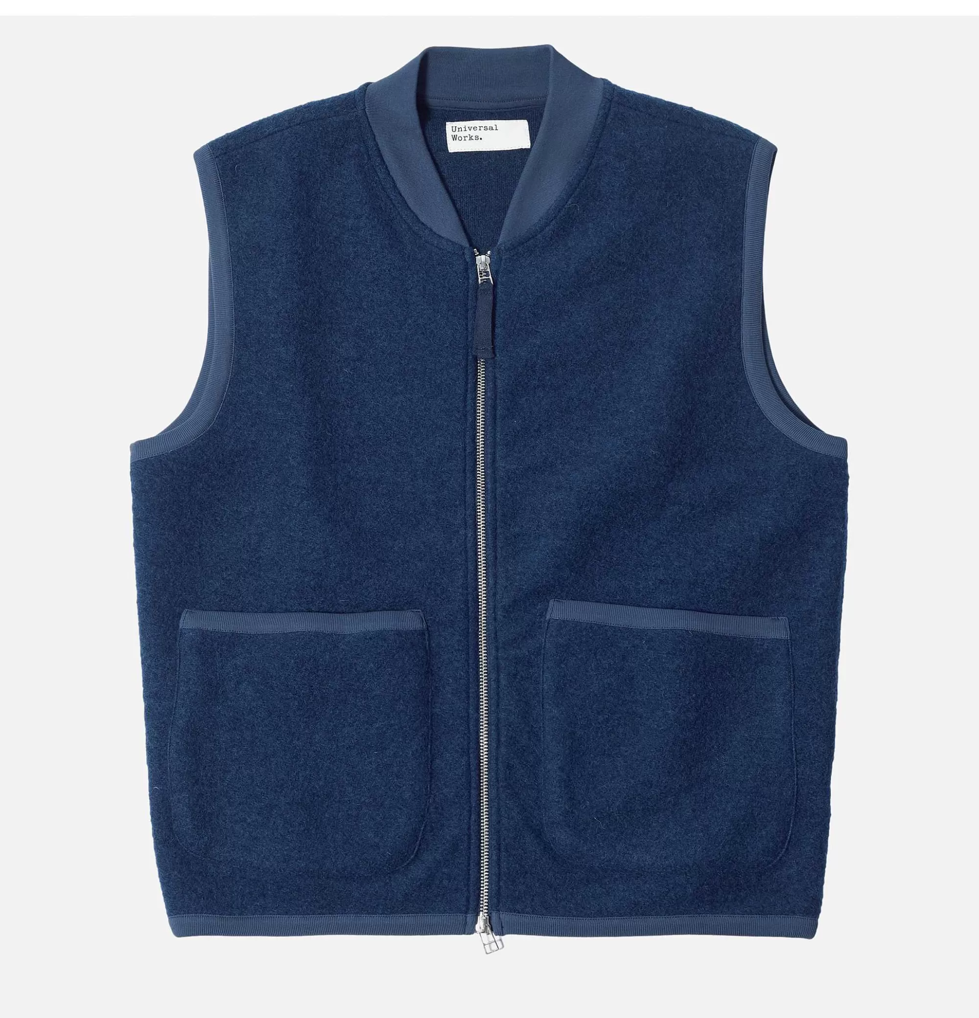 UNIVERSAL WORKS Zip Waistcoat Wool Indigo^ Pulls & Cardigans